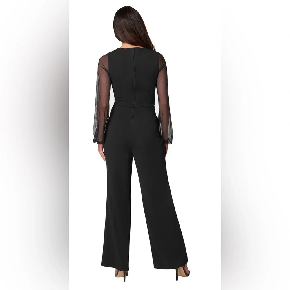Women's bebe V-Neck Jumpsuit With Powermesh Sleeve Size L - Picture 4 of 6